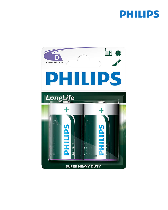 Philips LongLife Battery 2x Type D - R20L2B/10